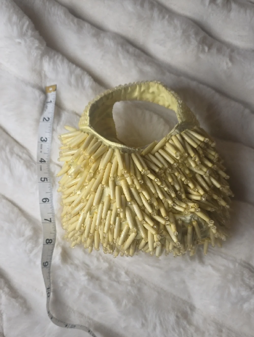 Viral TJ Maxx Beaded Yellow Mini Handbag with Fringe Handle - Picture 4 of 5